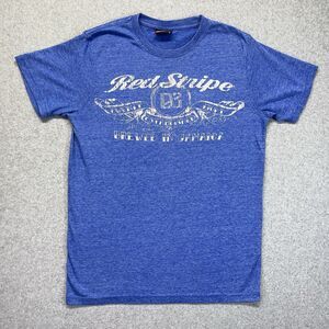Red Stripe Beer T-Shirt Men’s Medium Blue Graphic Front Back Hits Jamaica